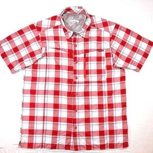 Columbia Omni Shade Button Up Shirt Men's Large Plaid Short Sleeve UV Protection